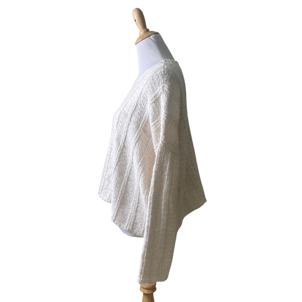 Eileen Fisher Textured Knit Organic Cotton Long Sleeve Sweater Cream Size - Picture 4 of 8